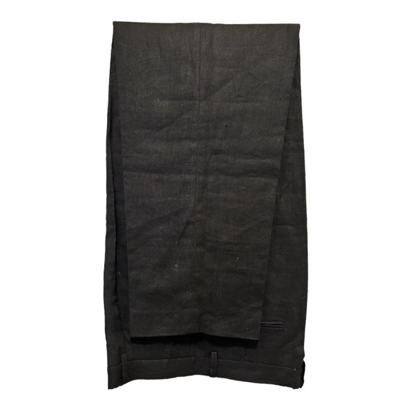Trousers Only New York Women's Size 12 Black Tapered Leg Linen Pants - Picture 3 of 8